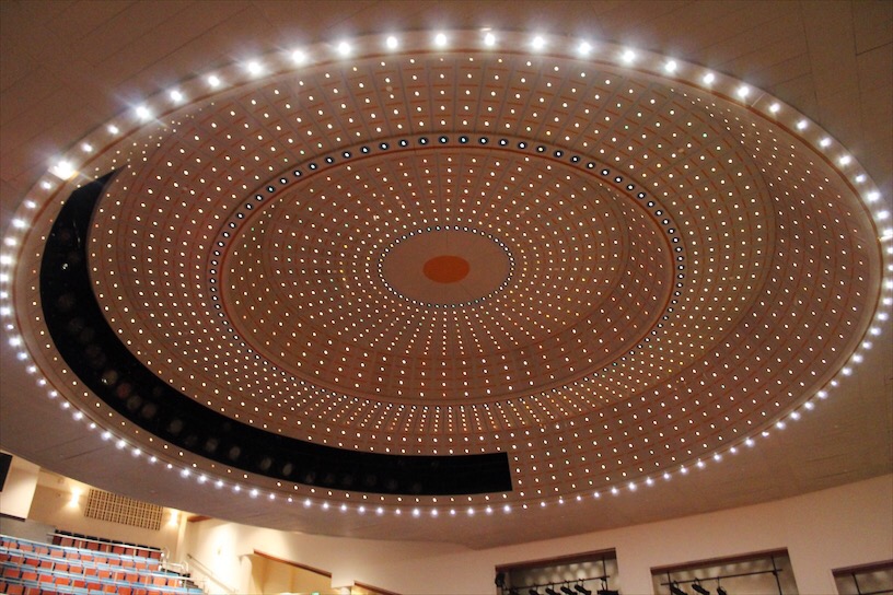 The ceiling inside the Belk Theater